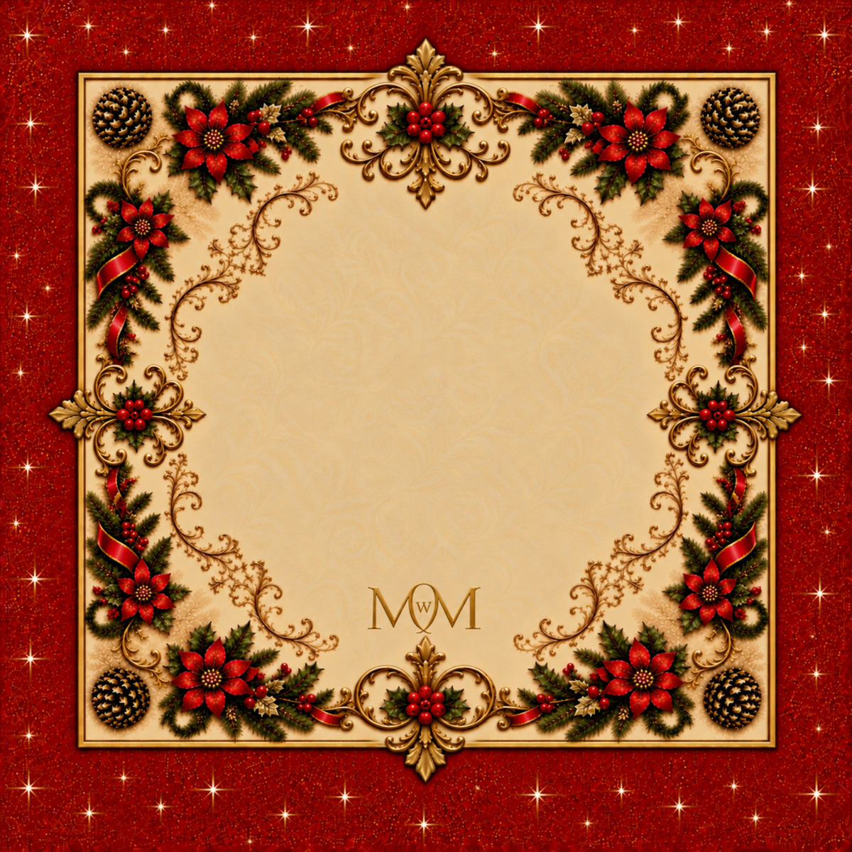 Christmas Poinsettia Mahjong Mat